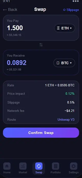 Real-Time Crypto Swap Engine